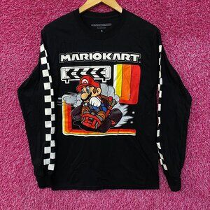 Nintendo Mario Kart 90's Art Graphic Design Long Sleeve T-Shirt Small